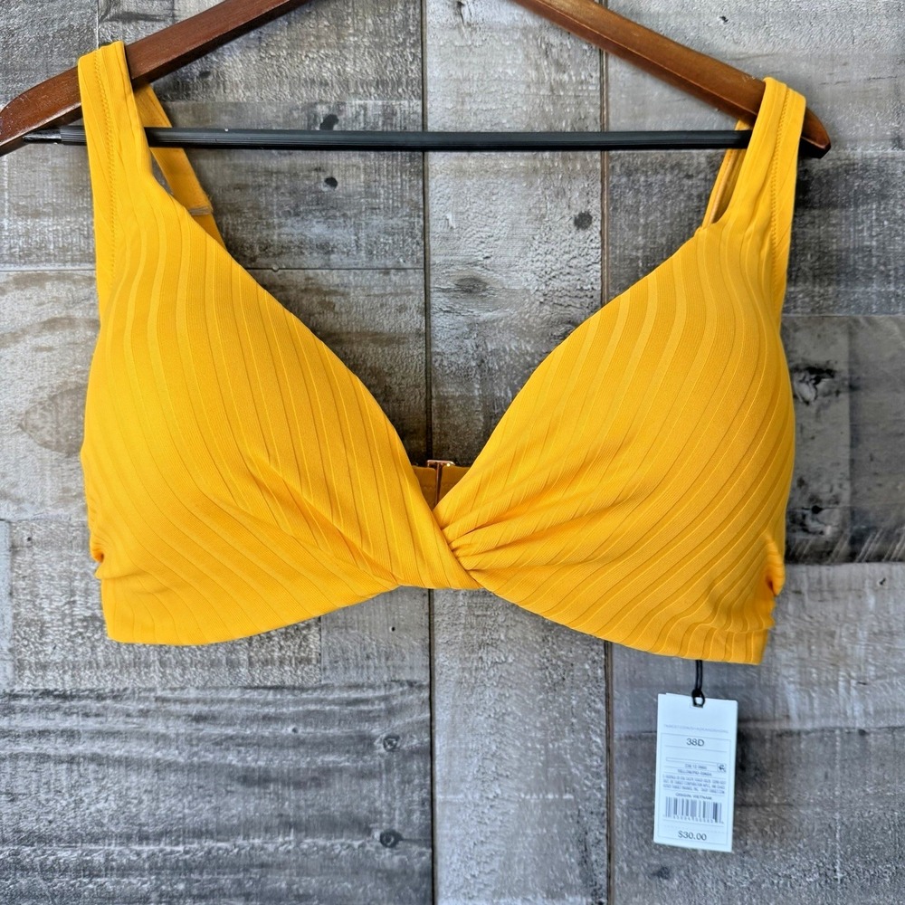 Shade &‎ Shore Women's Bikini Top Size 38D Mustard Lightly Padded Underwire New